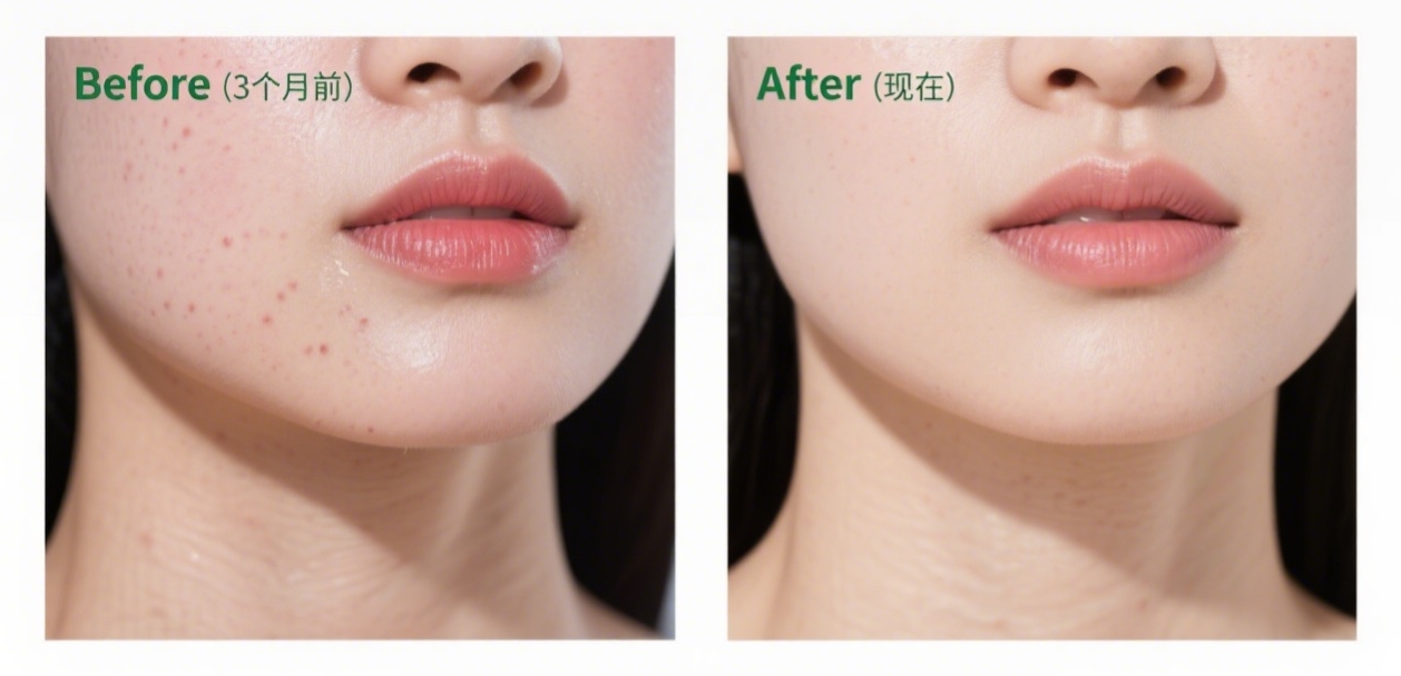 Before and after skin improvement illustration